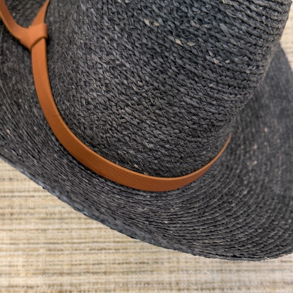Helen Kaminski Black Straw Hat with Tan Band - Picture 9 of 10